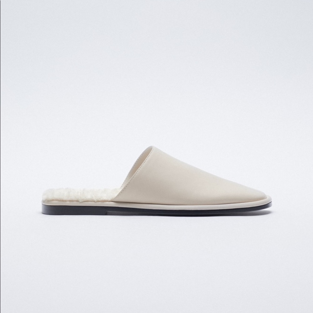 New Zara Mules Faux Fur White - Picture 2 of 11